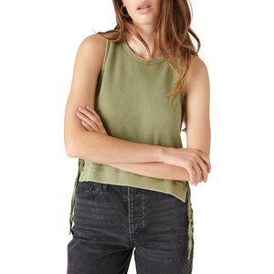Lucky Brand Sleeveless Side Tie Hi-Low Tank - Green